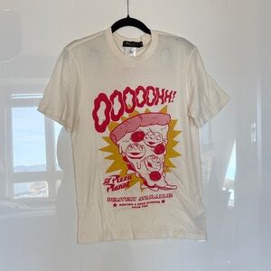 Disney Cream Tee with Red and Yellow Pizza Graphic